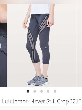 lululemon athletica Charcoal Gray Cropped Leggings with Sheer Mesh Panels